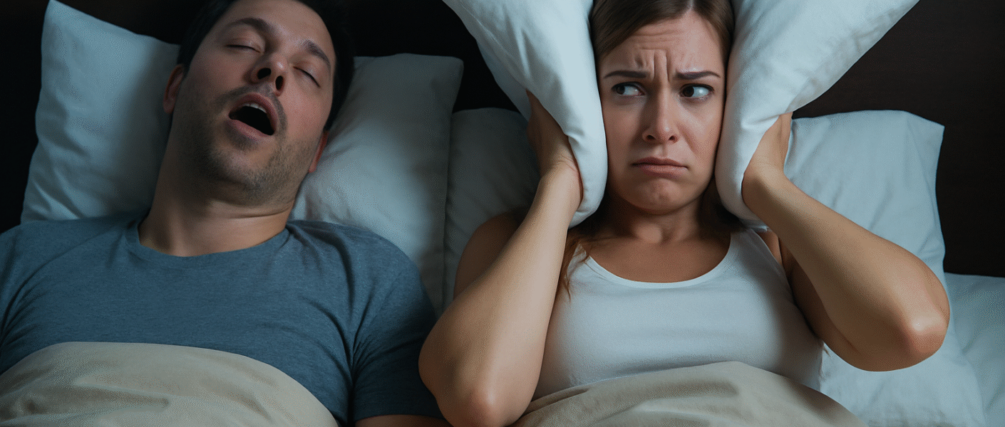 Ele ronca e dorme bem