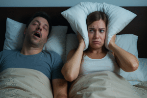 Ele ronca e dorme bem